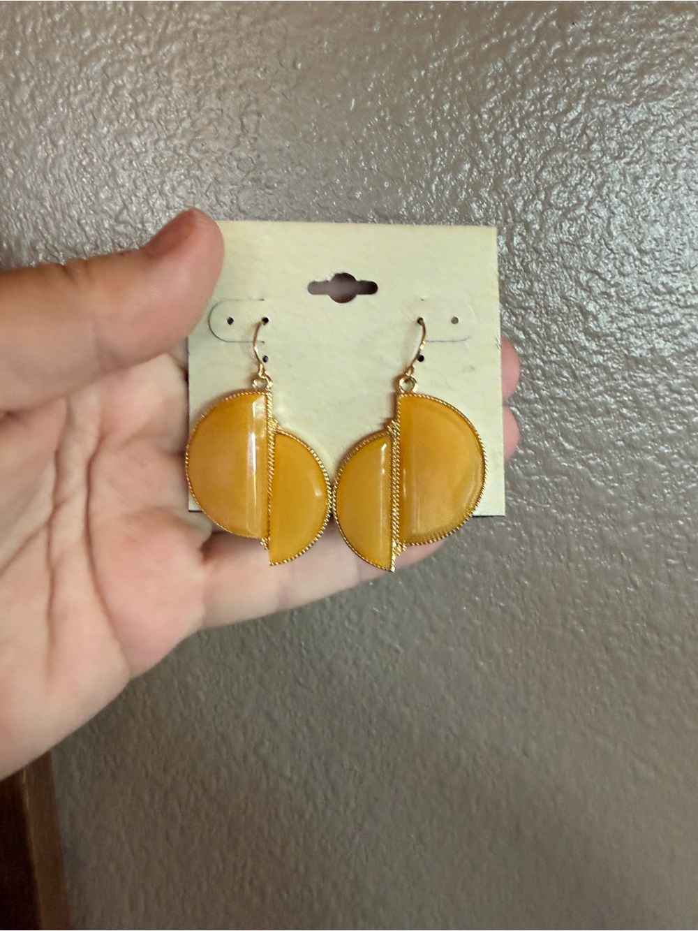 Golden Mustard Semi-Circle Drop Earrings
